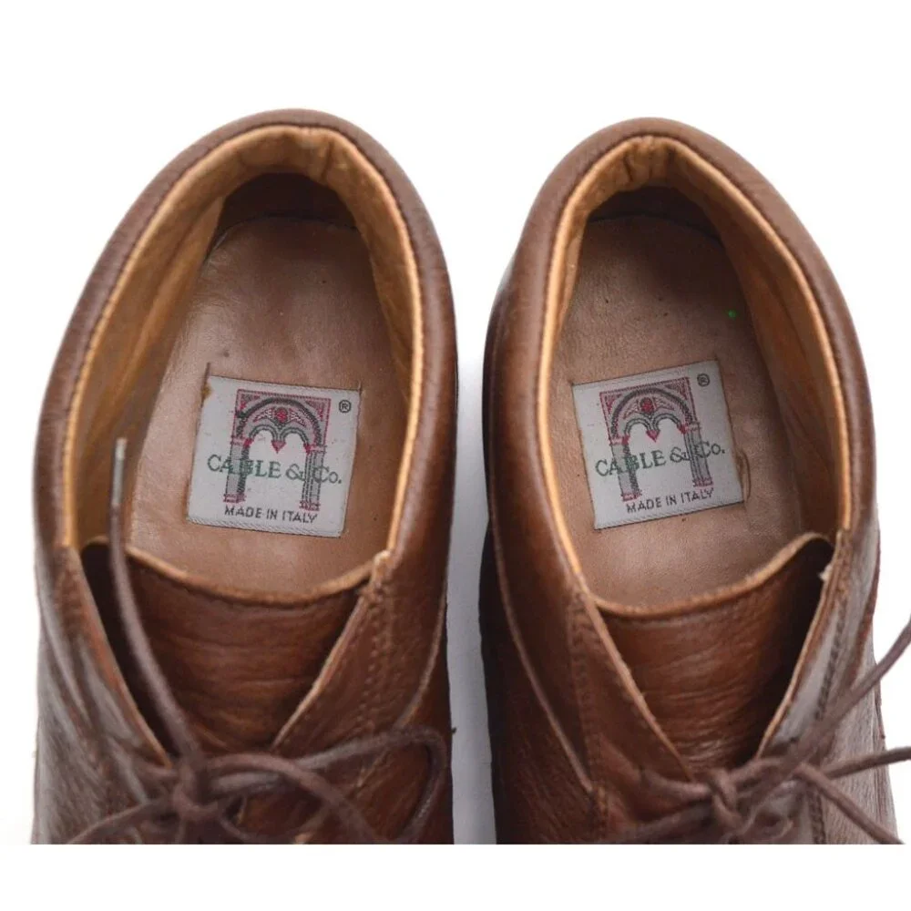 Men Cable & Co. Brown Cap Toe Lace Up Ankle Boots 9.5 D